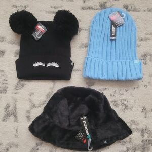 Black and Blue Kids Winter Hat Set
